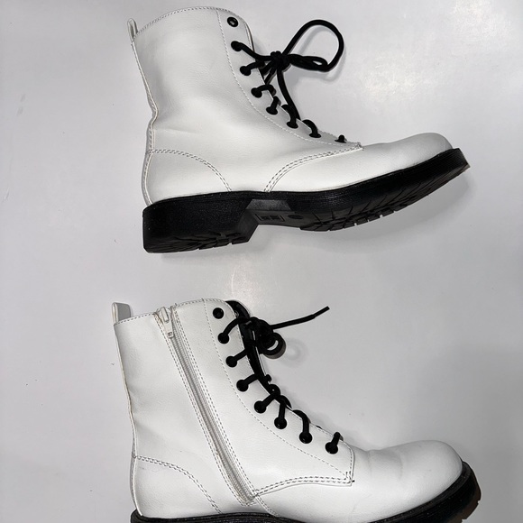White Combat Boots Faux Leather Combat Boot - Picture 8 of 11